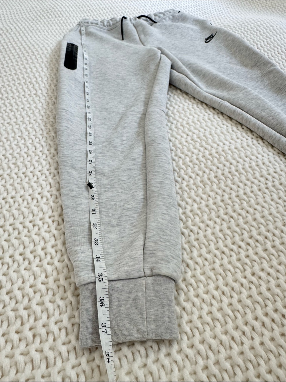 Nike Light Gray Fleece Joggers with Black Swoosh And Accents - Picture 6 of 7